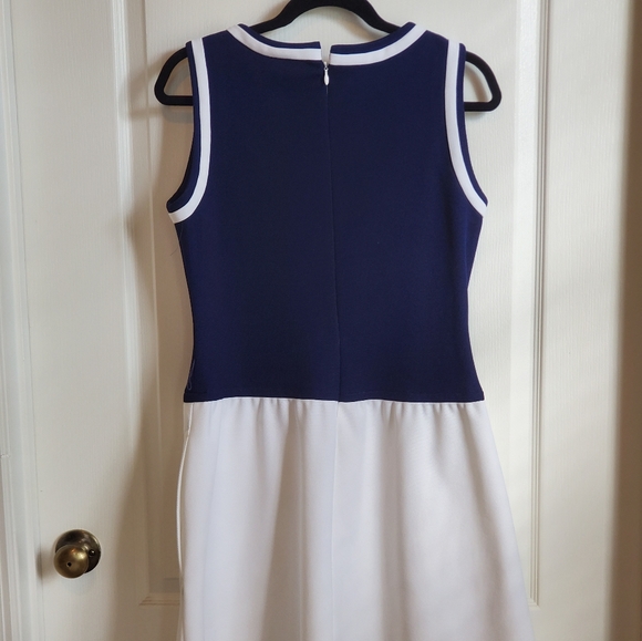 60s SAILOR STYLE POLYESTER DRESS BY DAVID CRYSTAL - Picture 4 of 7